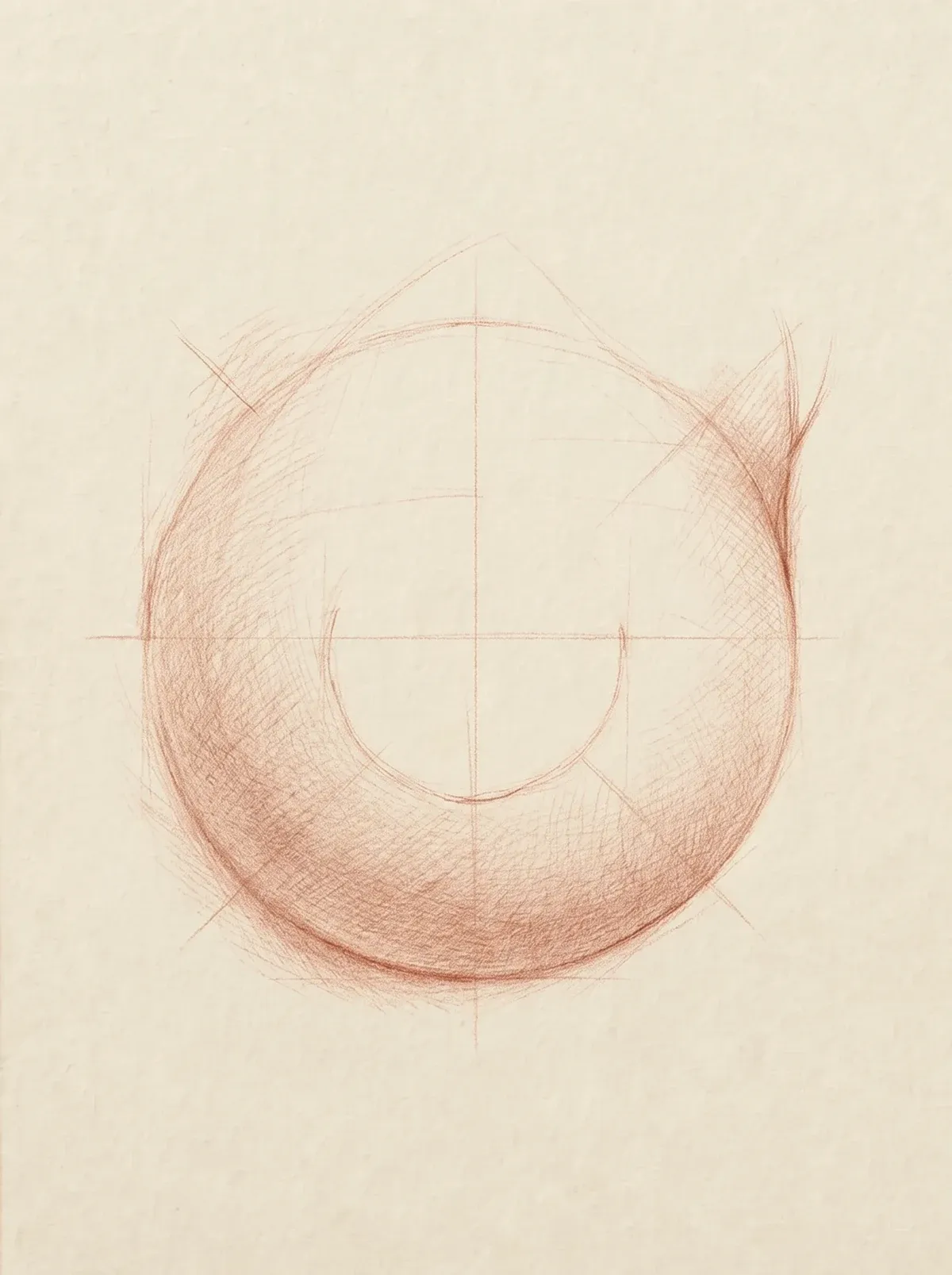 A red-chalk study of a round implant